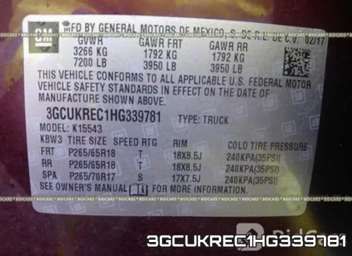 3GCUKREC1HG339781 фото 10