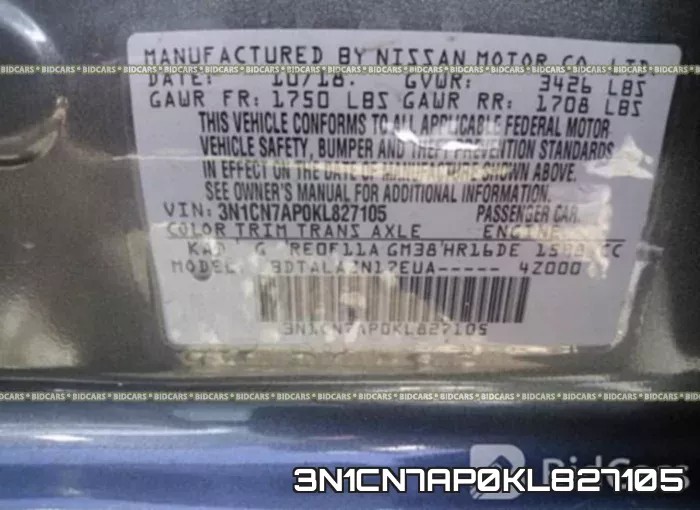 3N1CN7AP0KL827105 фото 10