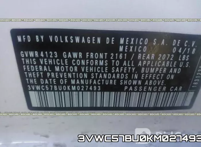 3VWC57BU0KM027493 фото 10