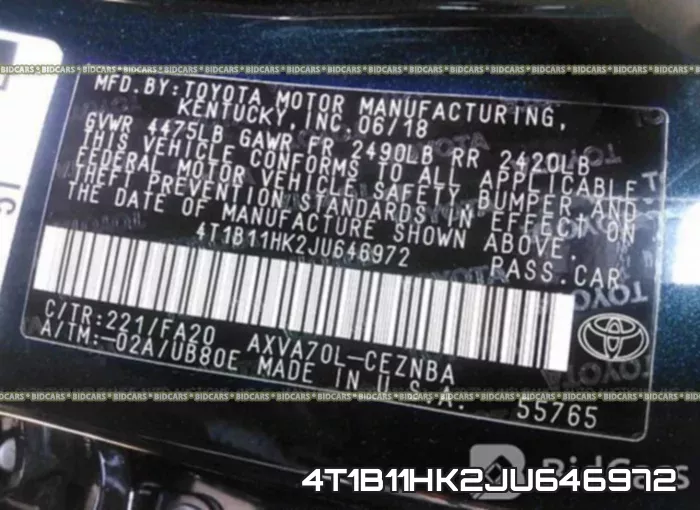4T1B11HK2JU646972 фото 10