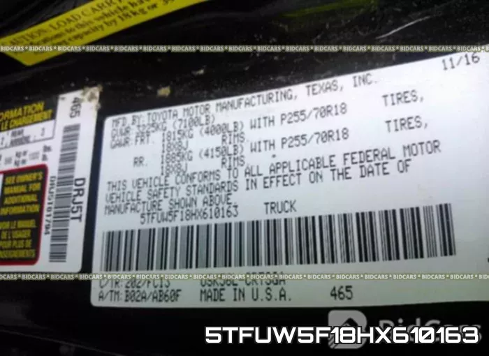 5TFUW5F18HX610163 фото 10