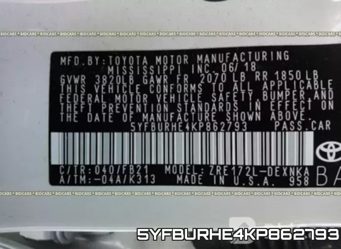 5YFBURHE4KP862793 фото 10