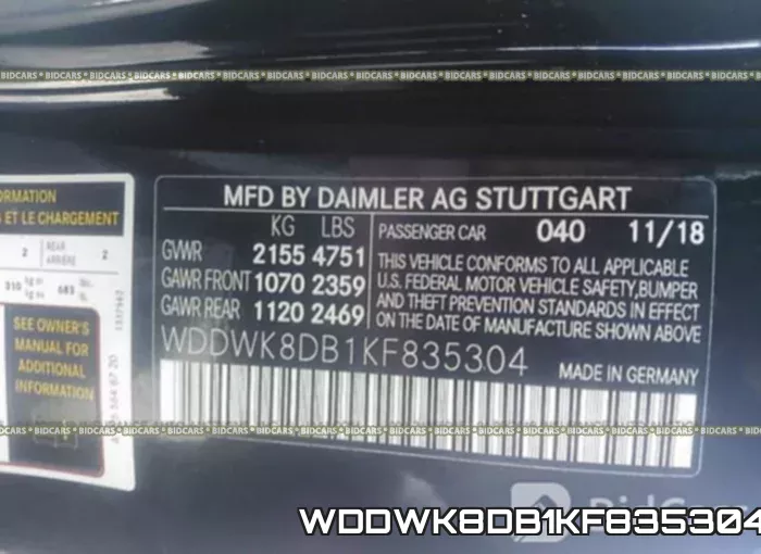 WDDWK8DB1KF835304 фото 10