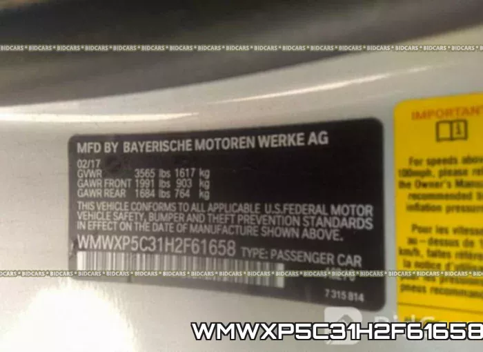 WMWXP5C31H2F61658 фото 10