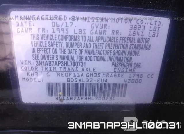 3N1AB7AP3HL700731 фото 5