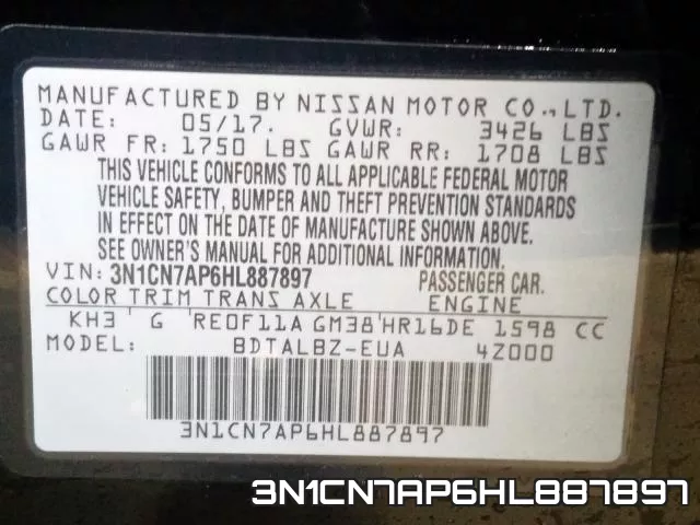 3N1CN7AP6HL887897 фото 2