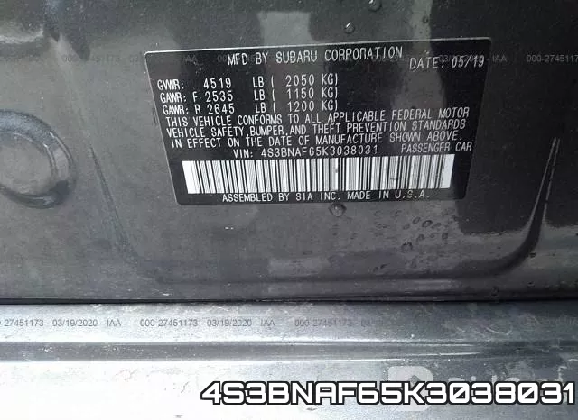 4S3BNAF65K3038031 фото 7