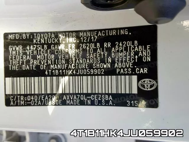 4T1B11HK4JU059902 фото 2