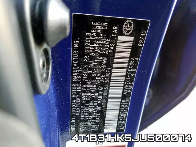 4T1B31HK5JU500074 фото 2