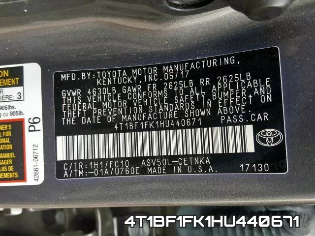4T1BF1FK1HU440671 фото 2