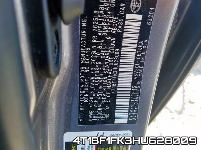 4T1BF1FK3HU628009 фото 2