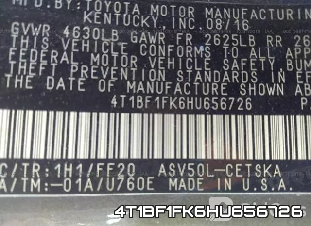 4T1BF1FK6HU656726 фото 5