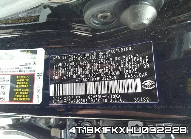 4T1BK1FKXHU032228 фото 8