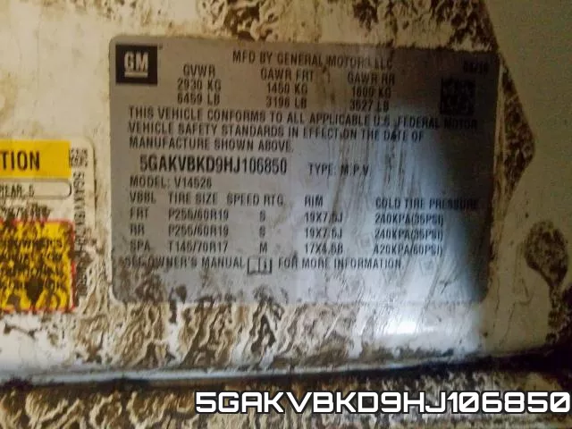 5GAKVBKD9HJ106850 фото 2