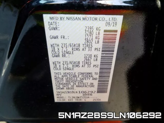 5N1AZ2BS9LN106292 фото 2