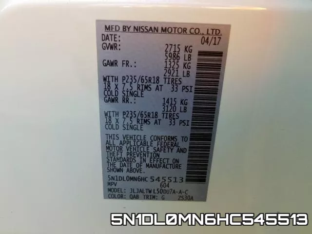 5N1DL0MN6HC545513 фото 2