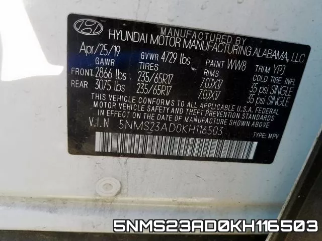 5NMS23AD0KH116503 фото 2