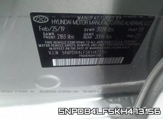 5NPD84LF5KH473156 фото 5