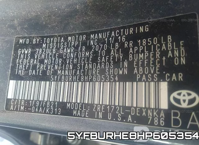 5YFBURHE8HP605354 фото 10