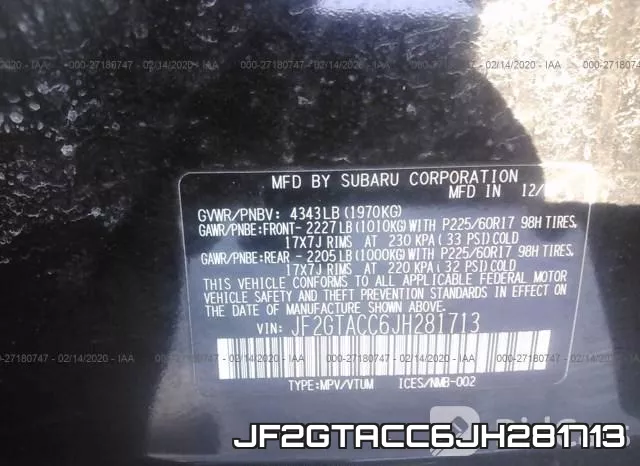 JF2GTACC6JH281713 фото 6