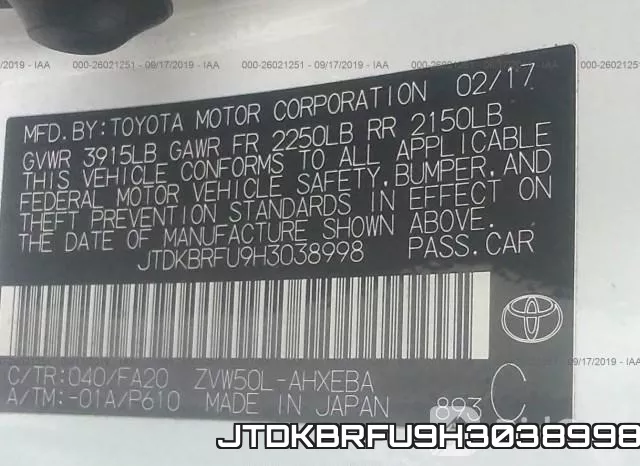 JTDKBRFU9H3038998 фото 7