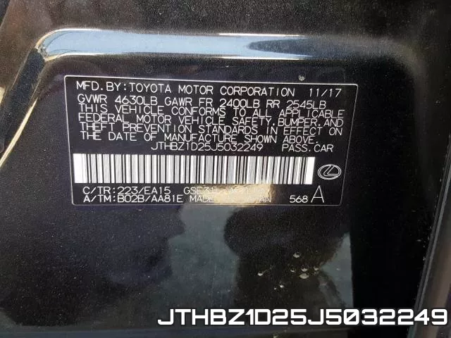 JTHBZ1D25J5032249 фото 2