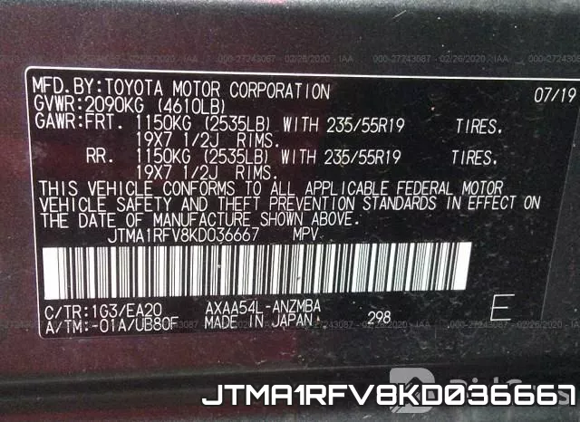JTMA1RFV8KD036667 фото 6