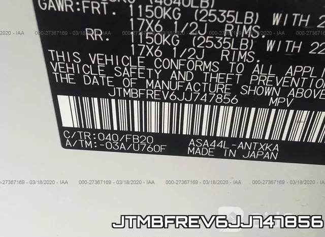 JTMBFREV6JJ747856 фото 8