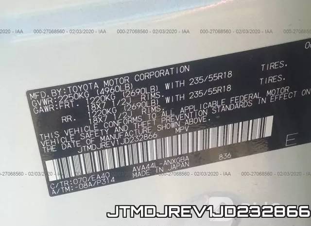 JTMDJREV1JD232866 фото 8