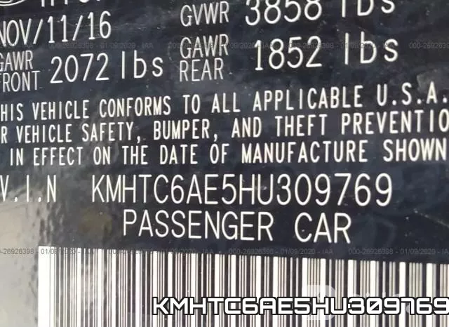KMHTC6AE5HU309769 фото 7