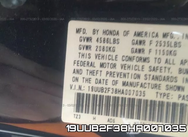 19UUB2F38HA007035 фото 7