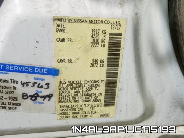 1N4AL3AP1JC175193 фото 2