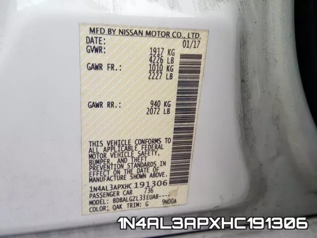 1N4AL3APXHC191306 фото 2