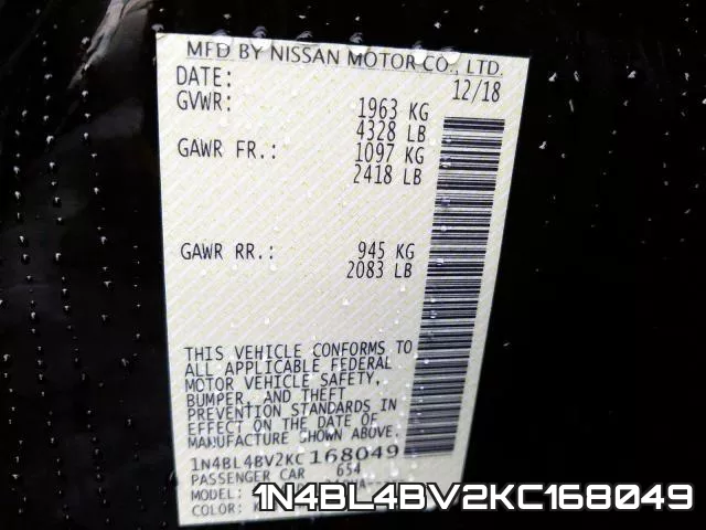 1N4BL4BV2KC168049 фото 2