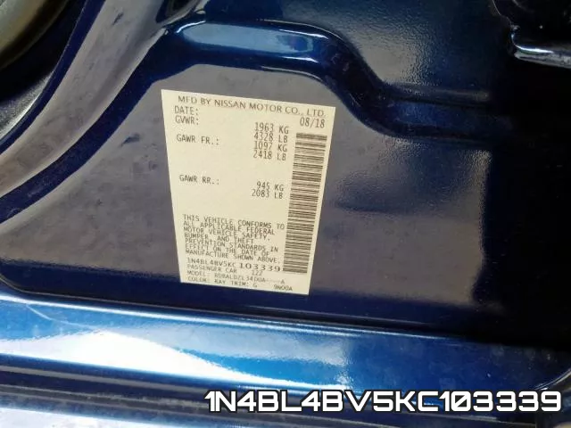 1N4BL4BV5KC103339 фото 2