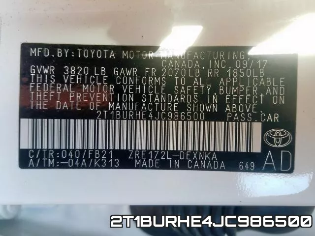 2T1BURHE4JC986500 фото 2