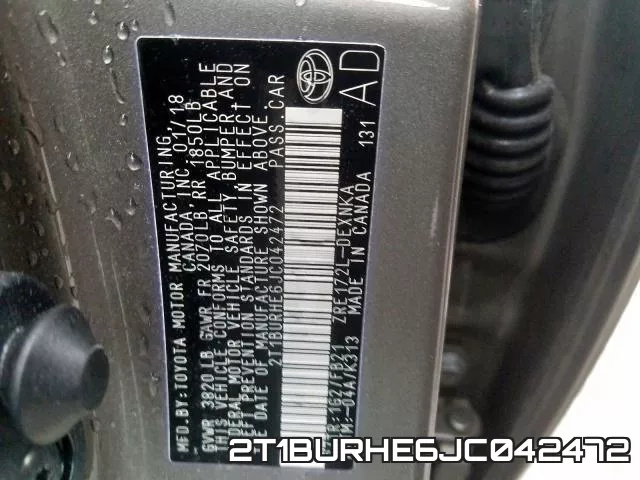 2T1BURHE6JC042472 фото 2