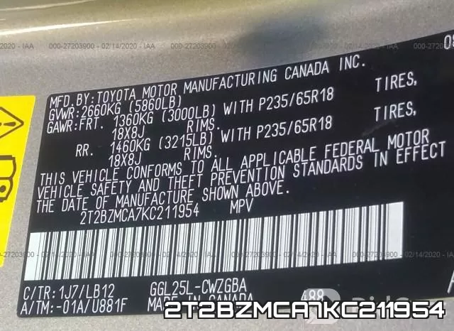 2T2BZMCA7KC211954 фото 7