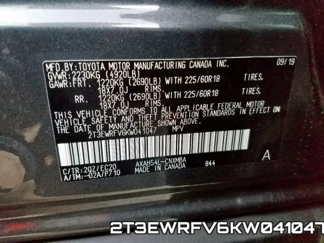 2T3EWRFV6KW041047 фото 2