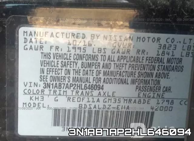 3N1AB7AP2HL646094 фото 7