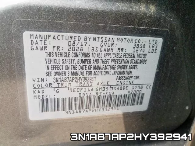 3N1AB7AP2HY392941 фото 2