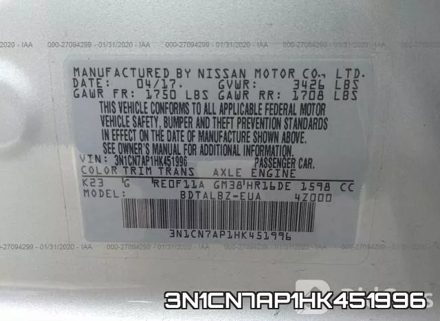3N1CN7AP1HK451996 фото 5