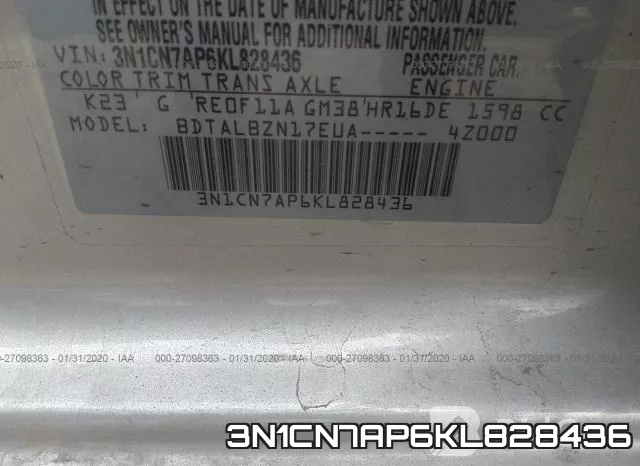 3N1CN7AP6KL828436 фото 8