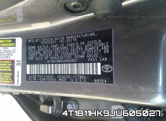 4T1B11HK9JU605027 фото 7