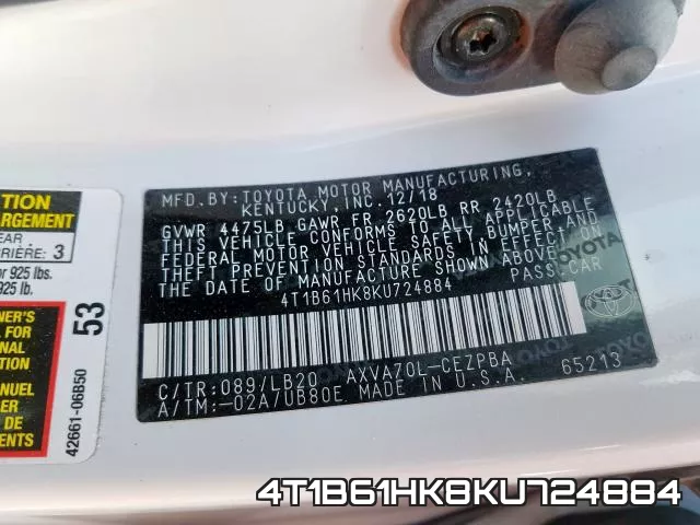 4T1B61HK8KU724884 фото 2