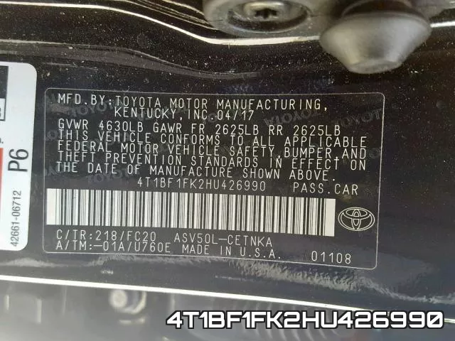 4T1BF1FK2HU426990 фото 2