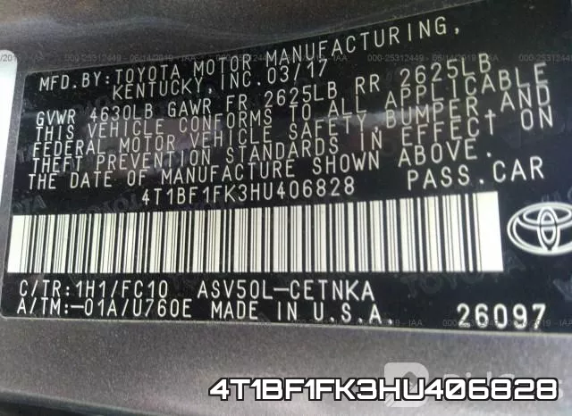 4T1BF1FK3HU406828 фото 4