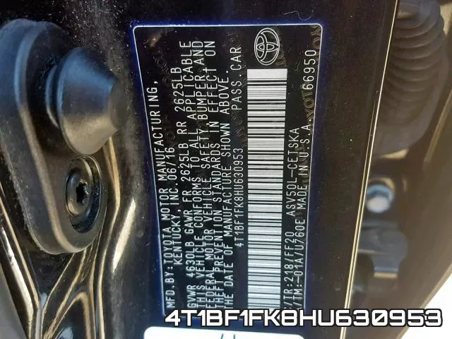 4T1BF1FK8HU630953 фото 2