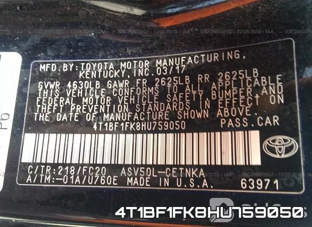 4T1BF1FK8HU759050 фото 7