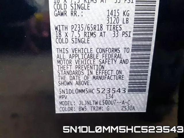 5N1DL0MM5HC523543 фото 2